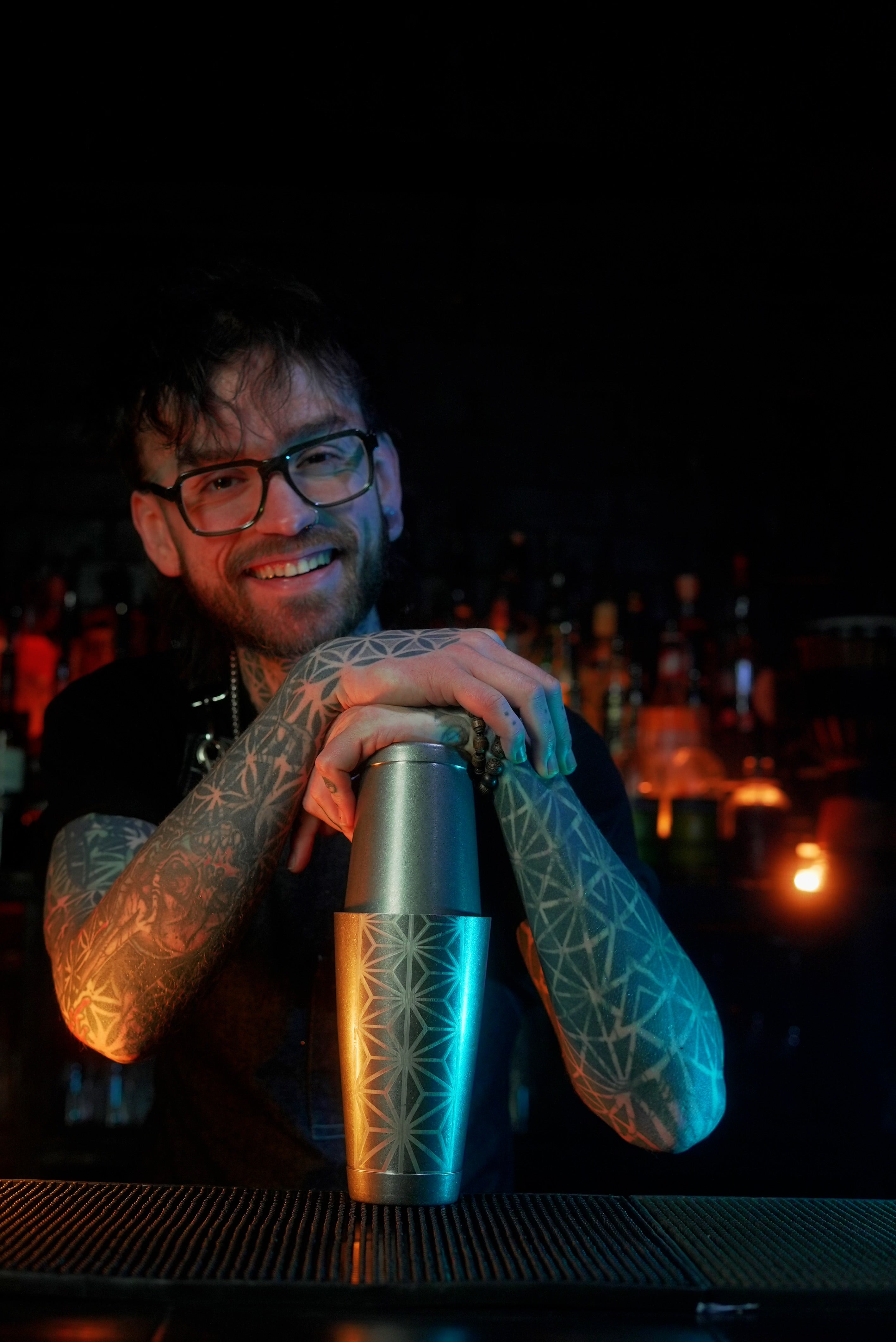 Geometric Tin-on-Tin Cocktail Shaker