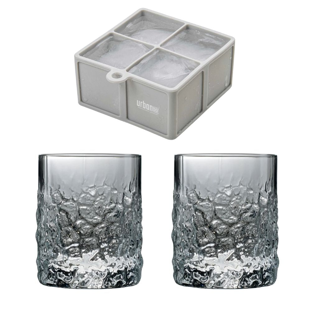 Juego de bandeja para cubitos de hielo y vasos Old Fashioned