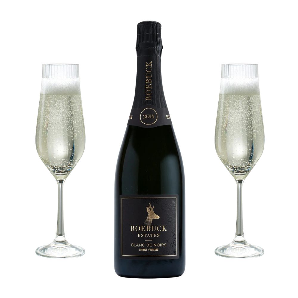 Roebuck Blanc de Noirs 2015 y pack de copas flauta Gradara