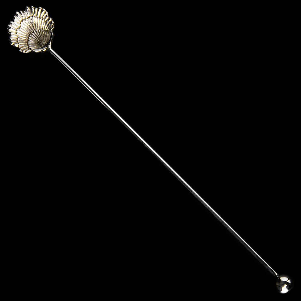 Classico Cuillère de bar plaquée argent en forme de coquille Saint-Jacques 32cm