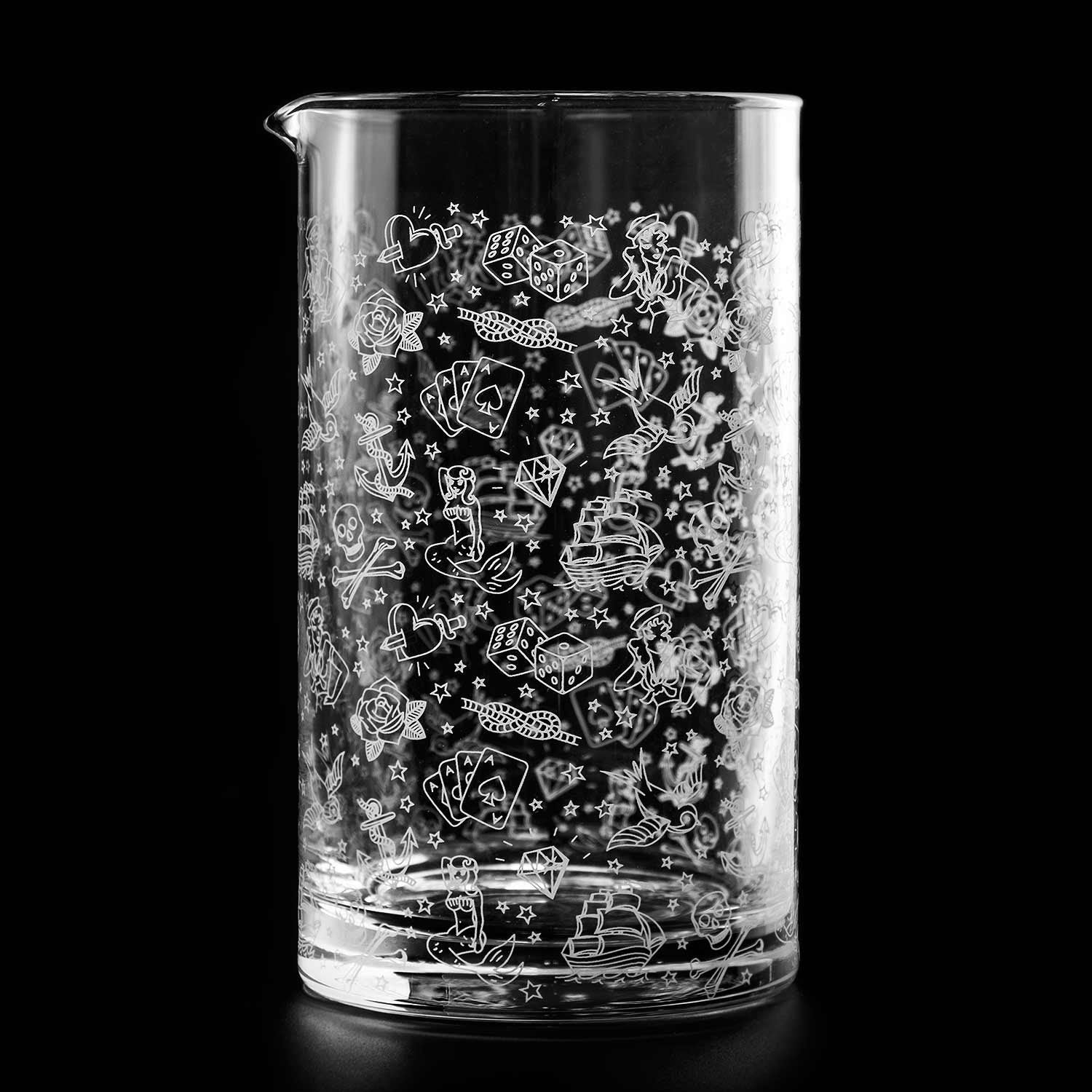 Tattoo Cocktail-Mixkrug aus Glas 60cl