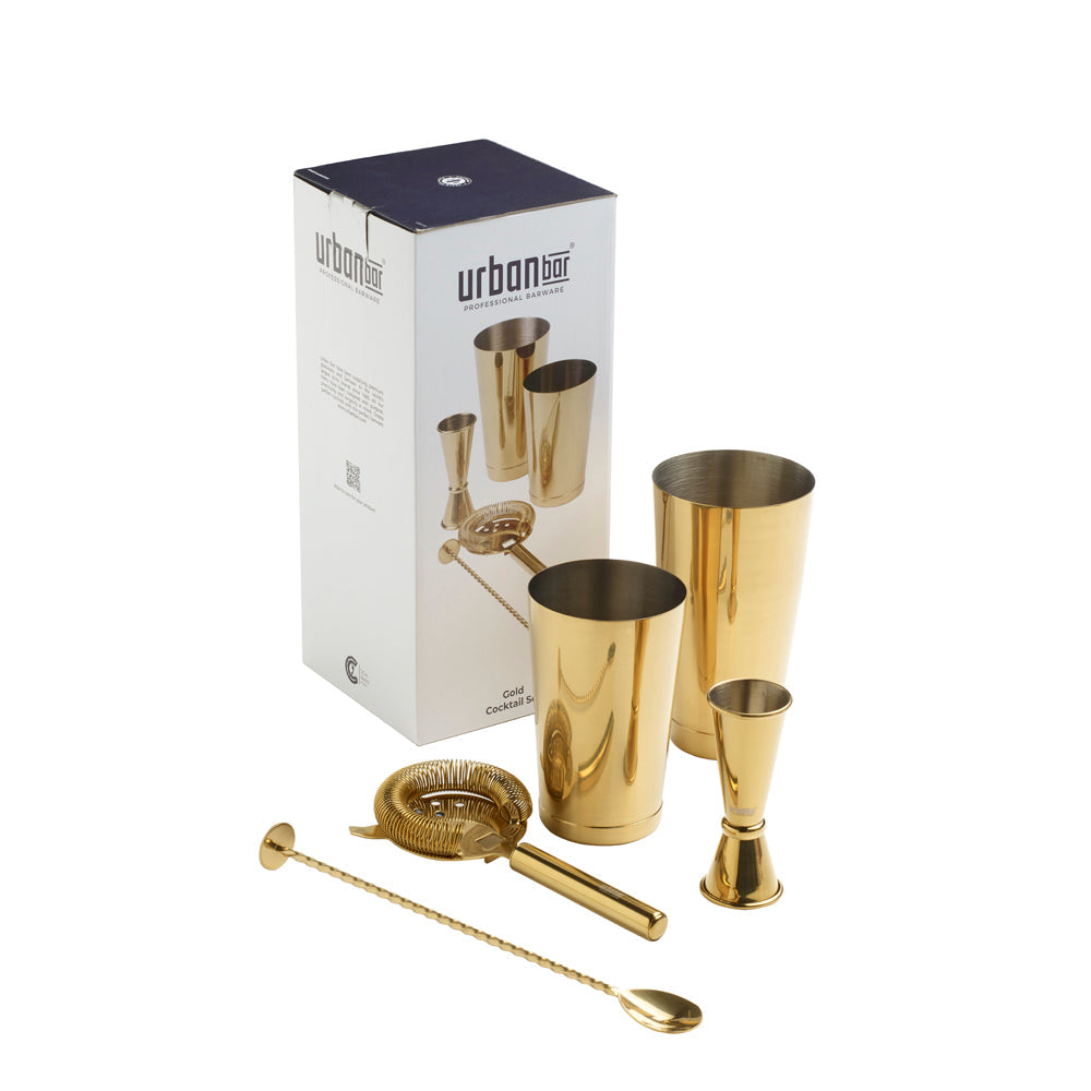 Coffret cocktail 5 pièces doré
