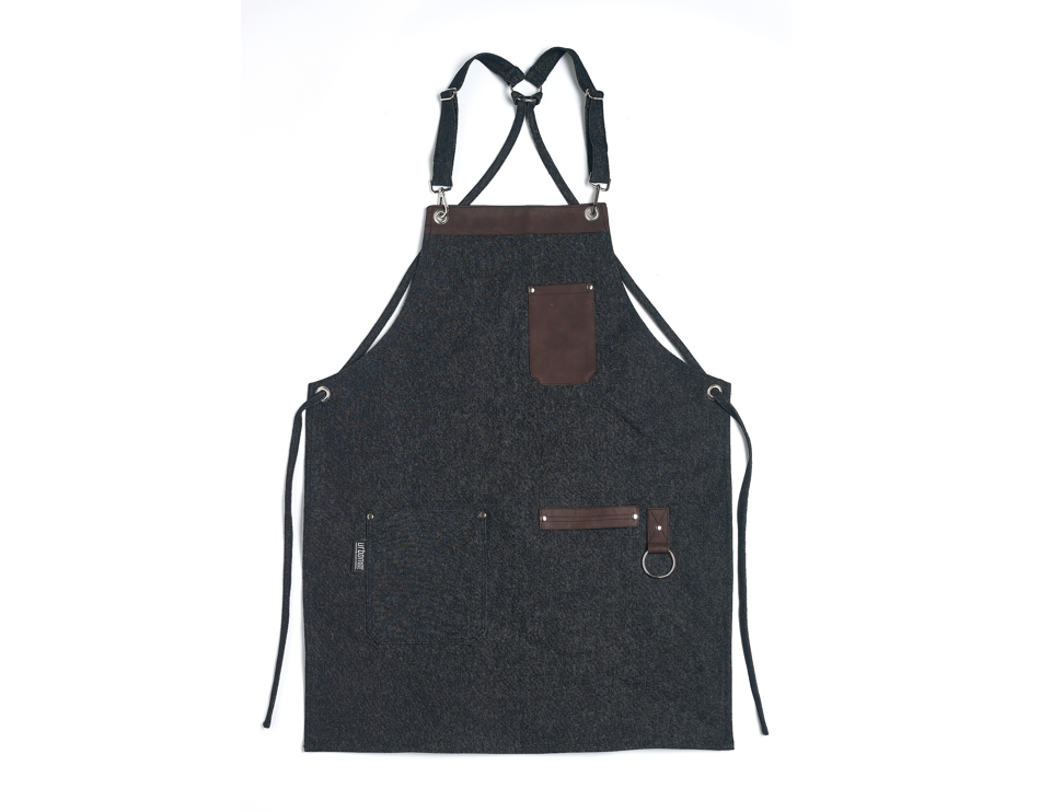 Tablier 100 % en denim avec détails en cuir I