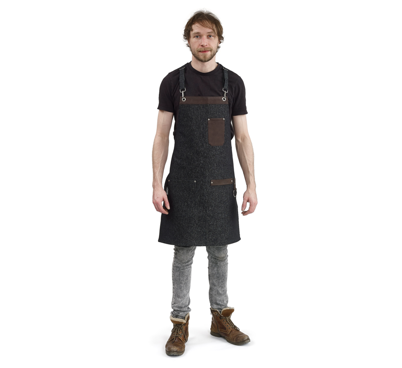 Tablier 100 % en denim avec détails en cuir I
