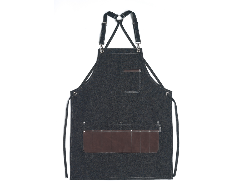 Tablier en denim 100 % avec détails en cuir II