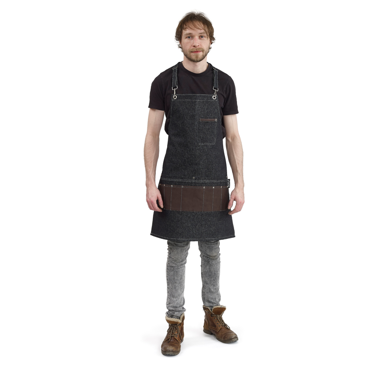 Tablier en denim 100 % avec détails en cuir II