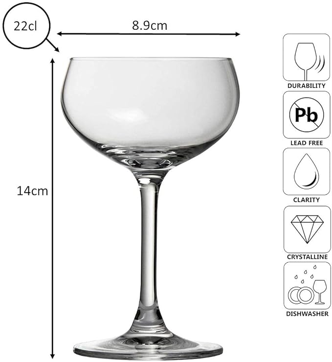 Verre coupe à champagne rétro 21 cl - lot de 4