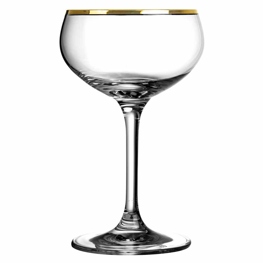 Copa de champán con borde dorado, 21 cl